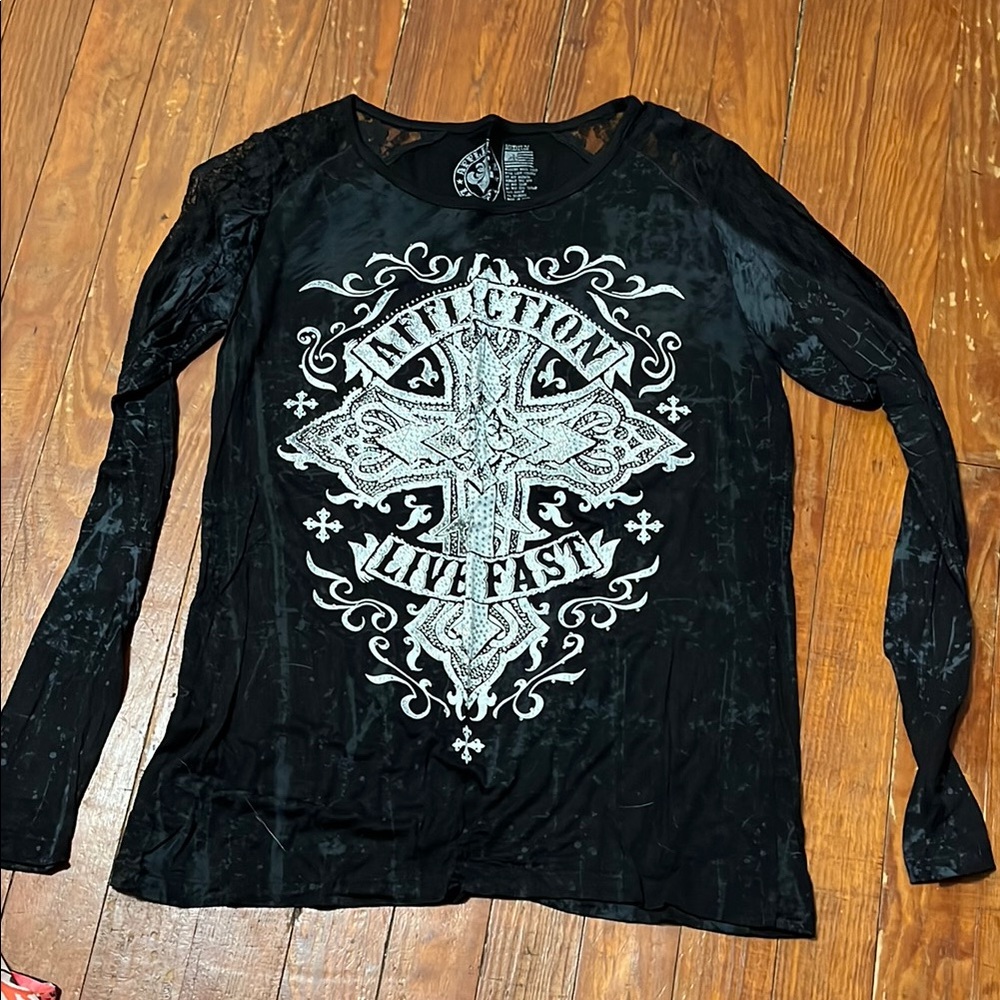 Affliction Women's Black Long Sleeve Top